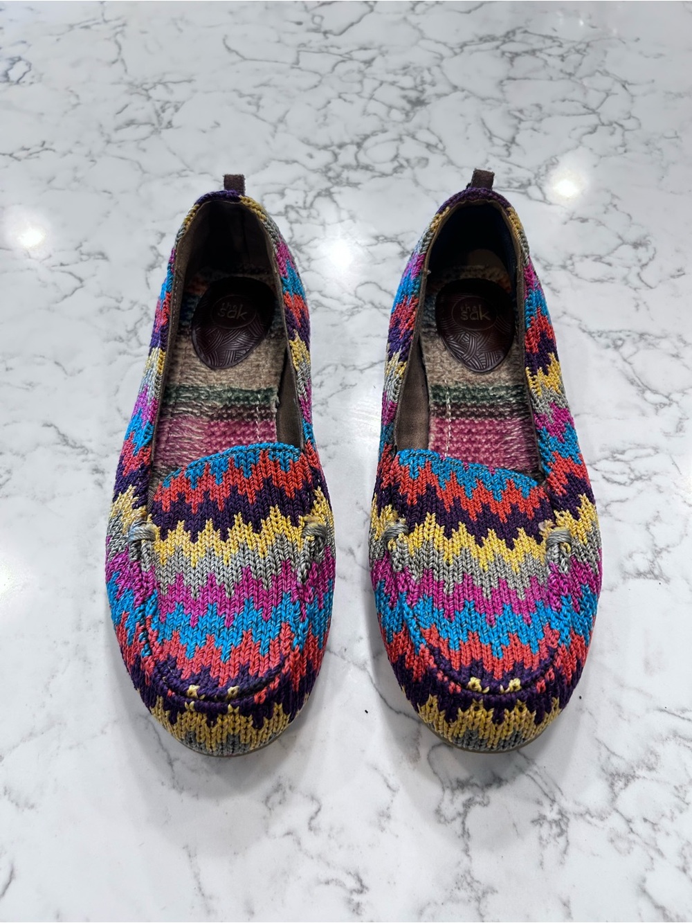 The Sak Zip Zag Colorful Print Slip On Flats Size 8
